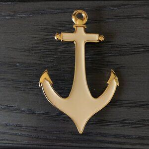 Sea Sailboat Anchor Brooch Pin Gold Tone Ivory Enamel Nautical Costal Cruise Wea